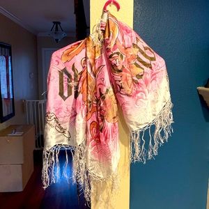 Ed Hardy pink skull scarf